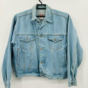 Vintage BUGLE BOY Denim Jean Jacket Adult Unisex Large Blue Lightwash 90's